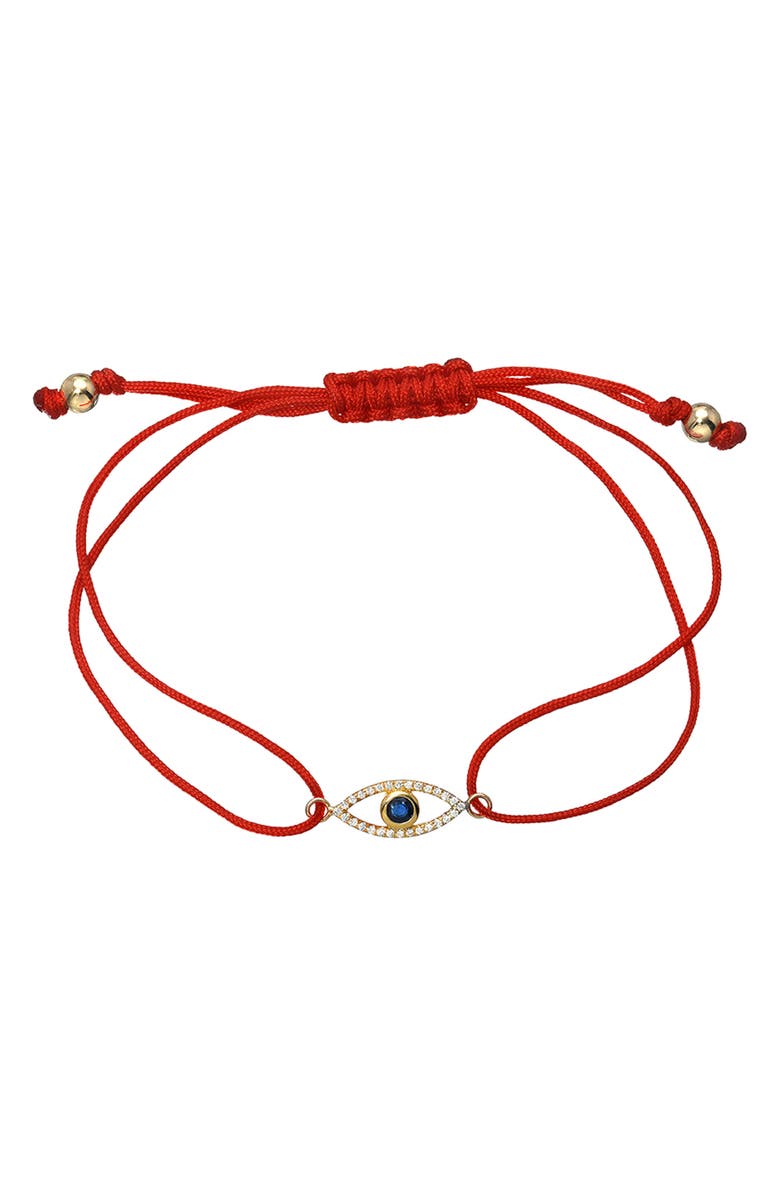 Zoe Lev Diamond & Sapphie Evil Eye Friendship Bracelet, Main, color, Red