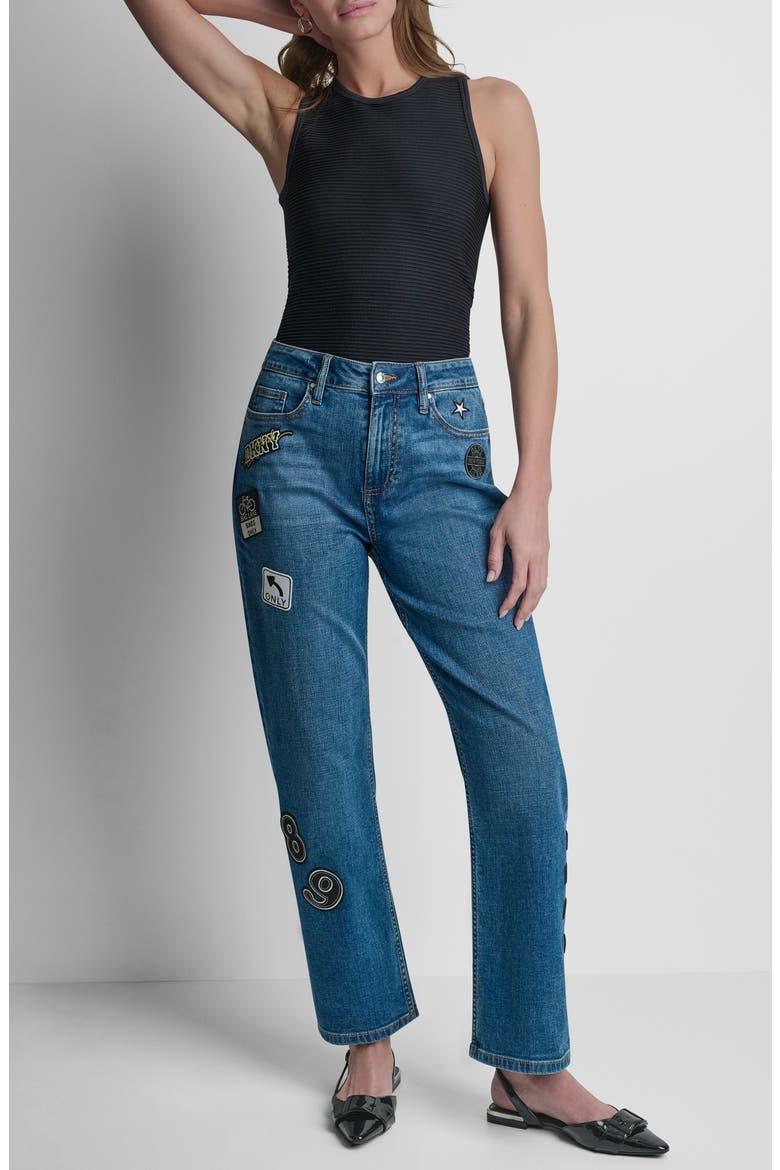Appliqué Straight Leg Jeans, Alternate, color, TRIBECA WASH
