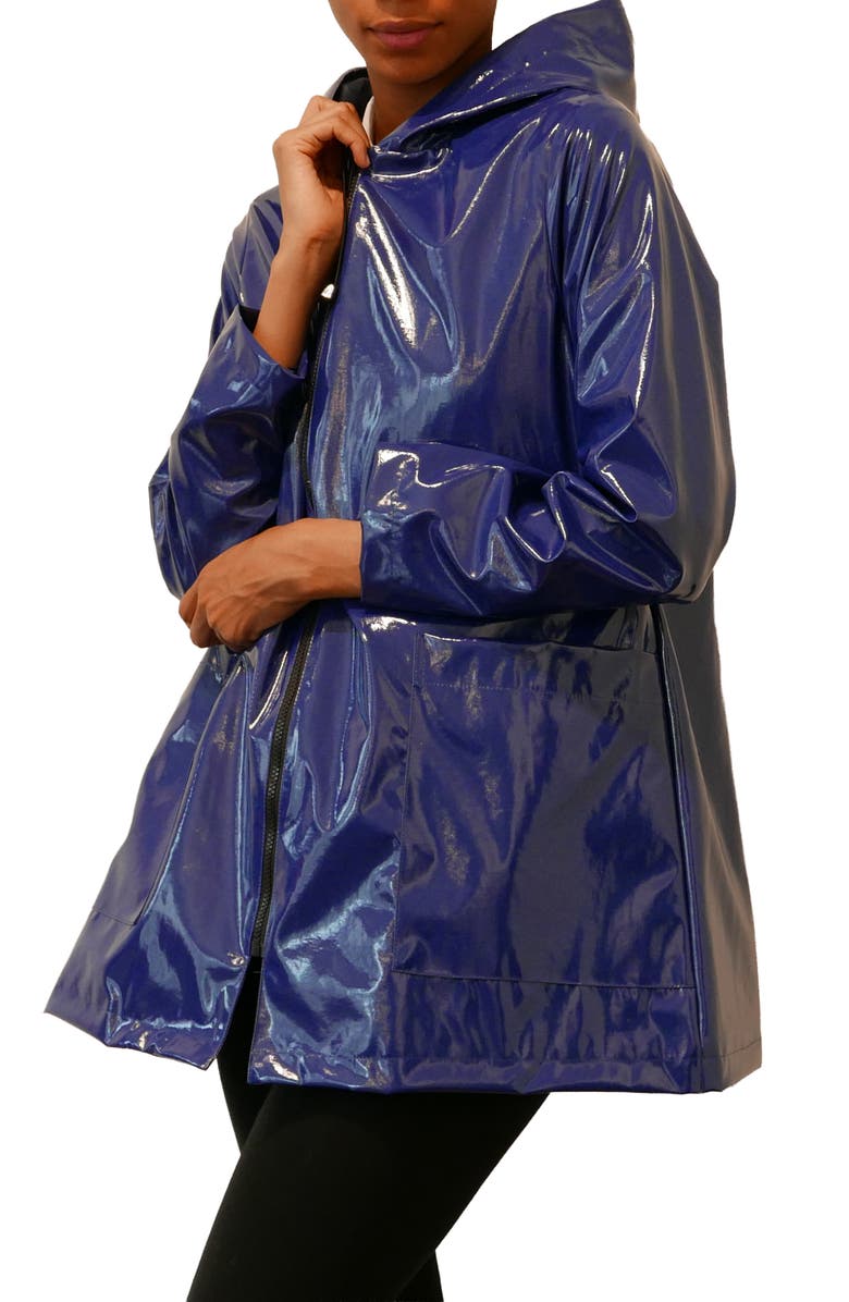 Mycra Pac Hooded Rain Slicker, Alternate, color, Ink