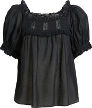 DÔEN Frances Lace Inset Cotton Blend Top