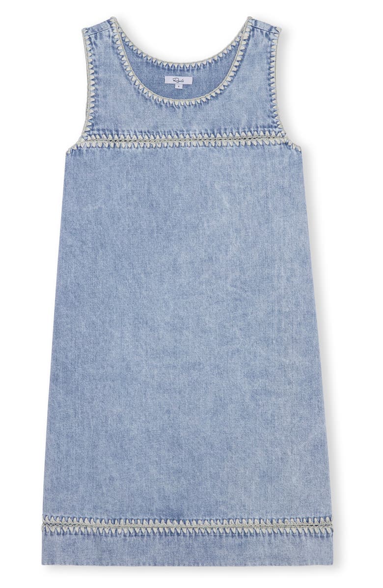 Rails Lindsey Whipstitch Detail Denim Shift Minidress, Alternate, color, Bleached Indigo Blanket Stitch