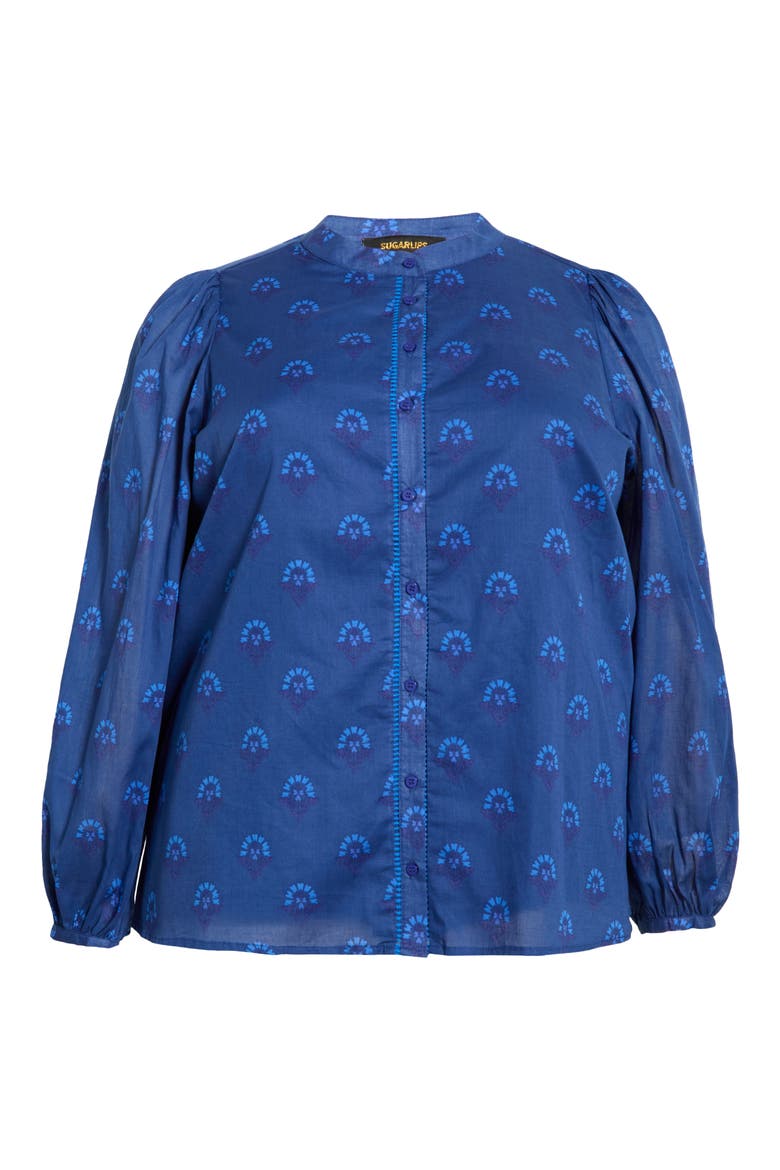 Briza Medallion Meddy Button-Up Shirt, Alternate, color, TEAL-BLUE