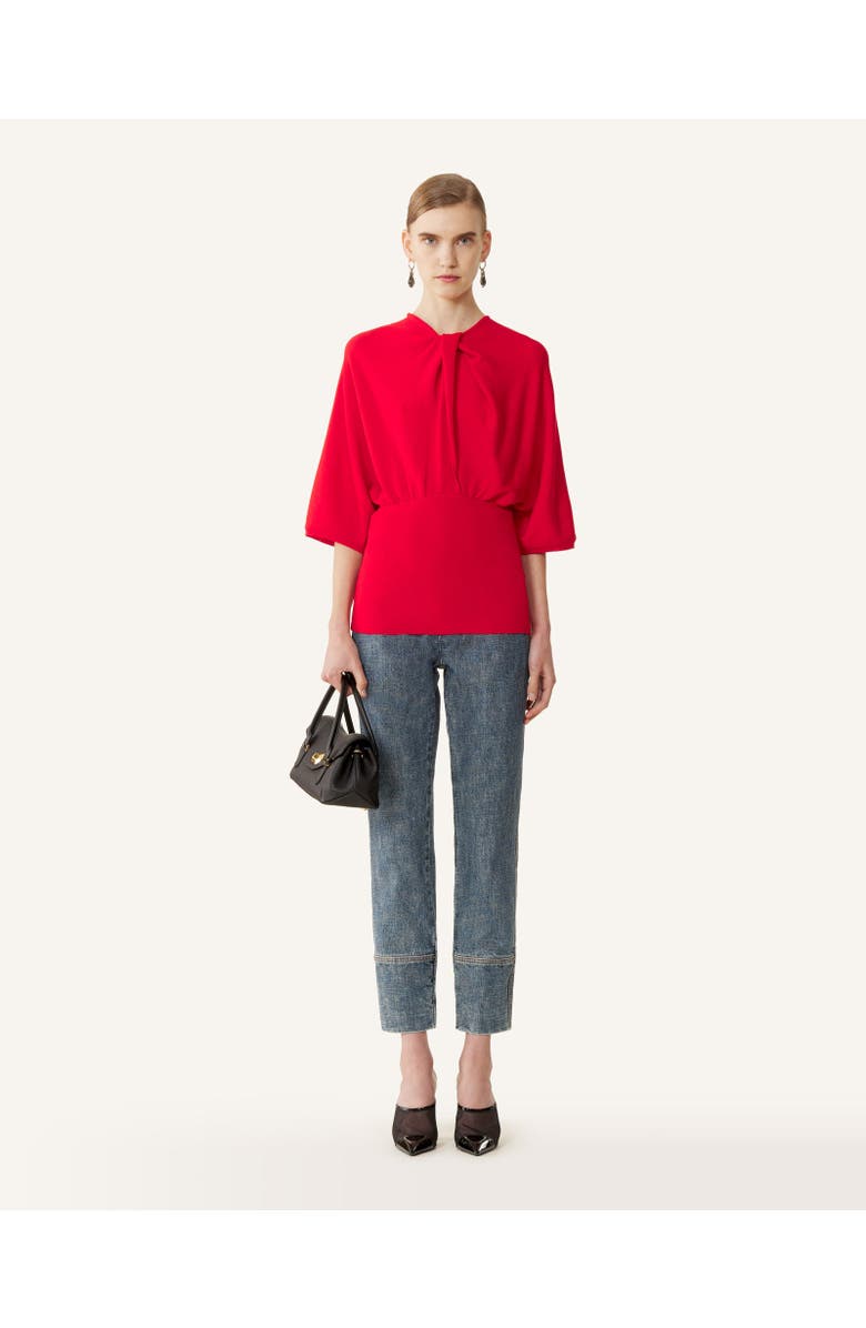 Lanvin Merino Wool Sweater With Bow Detail, Alternate, color, Poppy Red