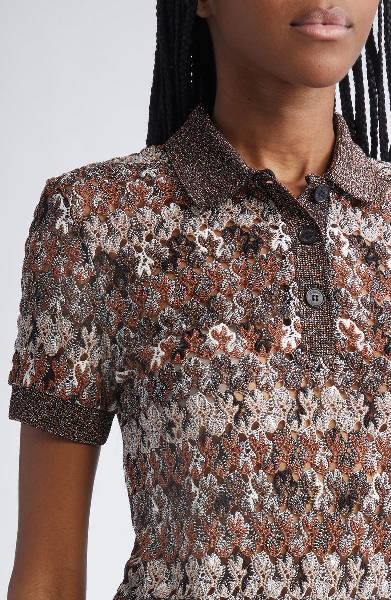 Missoni Knit Metallic Lace Polo, Alternate, color, Light Brown Tones And Orange