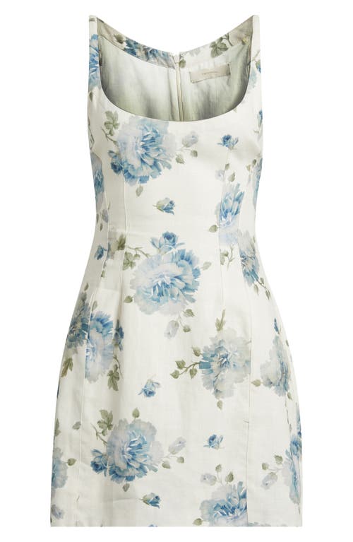 Faithfull The Brand Sanne Floral Linen Minidress In Cecile Floral - Pale Blue