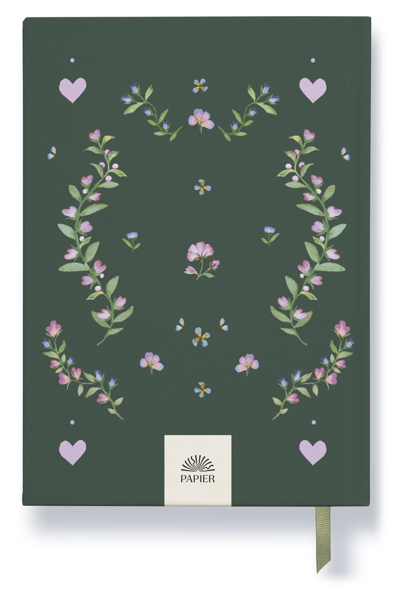 Pressed Flowers Wellness Journal, Alternate, color, MEDIUM GREEN