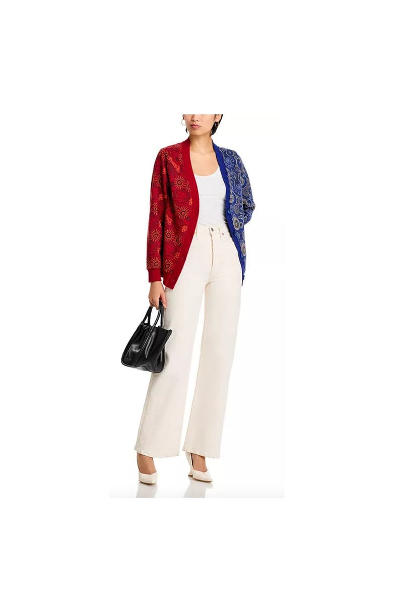 KAHINDO Windhoek Two Tone Color Block Print Cardigan, Main, color, Blue