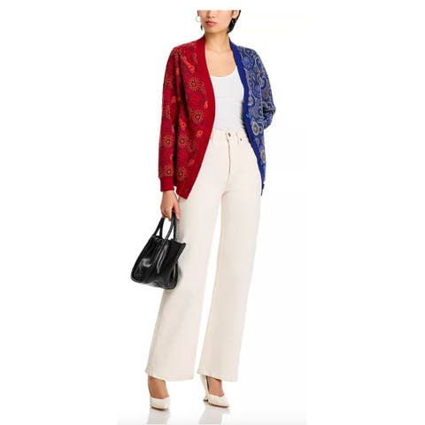 Windhoek Two Tone Color Block Print Cardigan