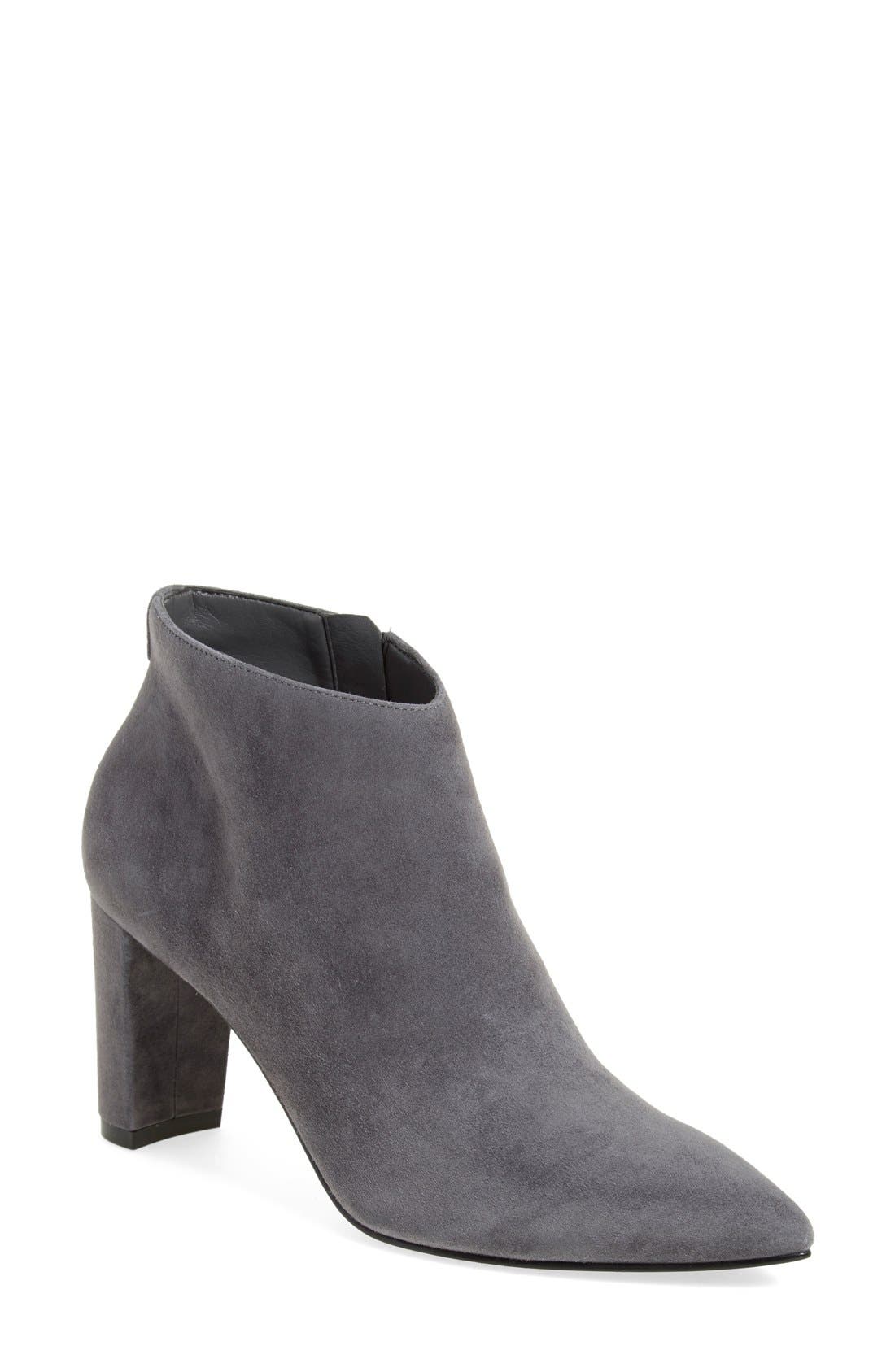 'Lettie' Pointy Toe Bootie, Main, color, GRAY SUEDE