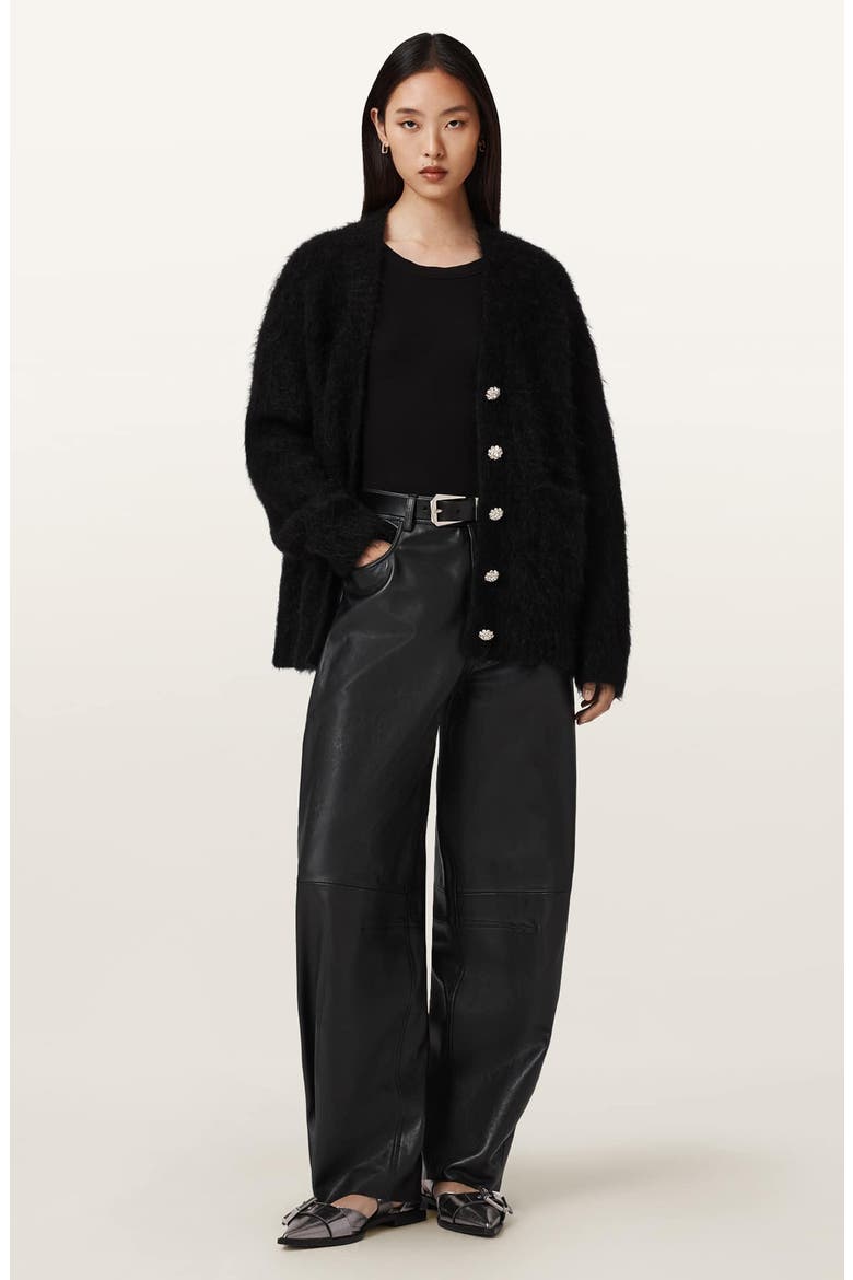 Rubi Jewel Button Cardigan, Alternate, color, BLACK