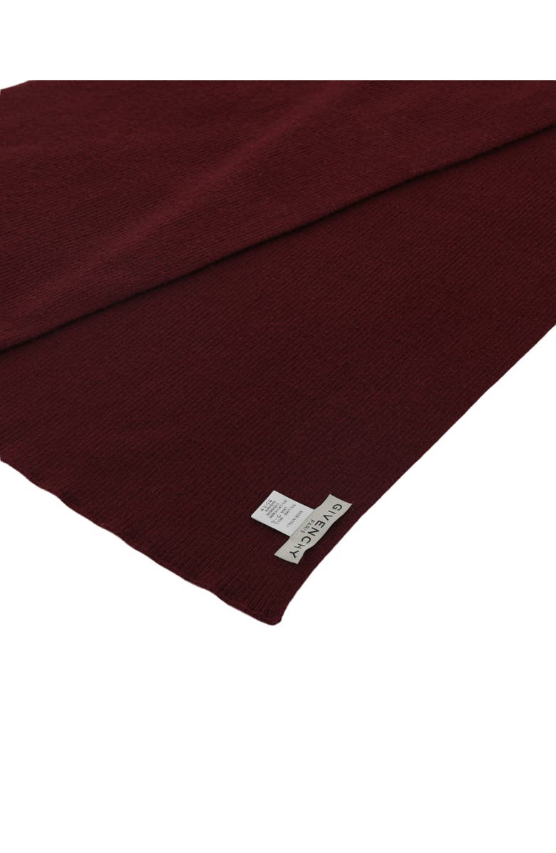 Givenchy Patch Wool & Silk Scarf, Alternate, color, Burgundy Black