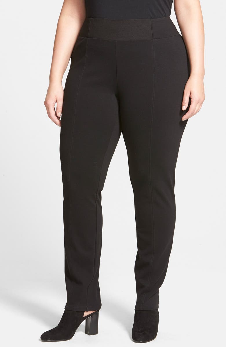 Eileen Fisher Slim Knit Pants with Yoke Detail, Main, color, 