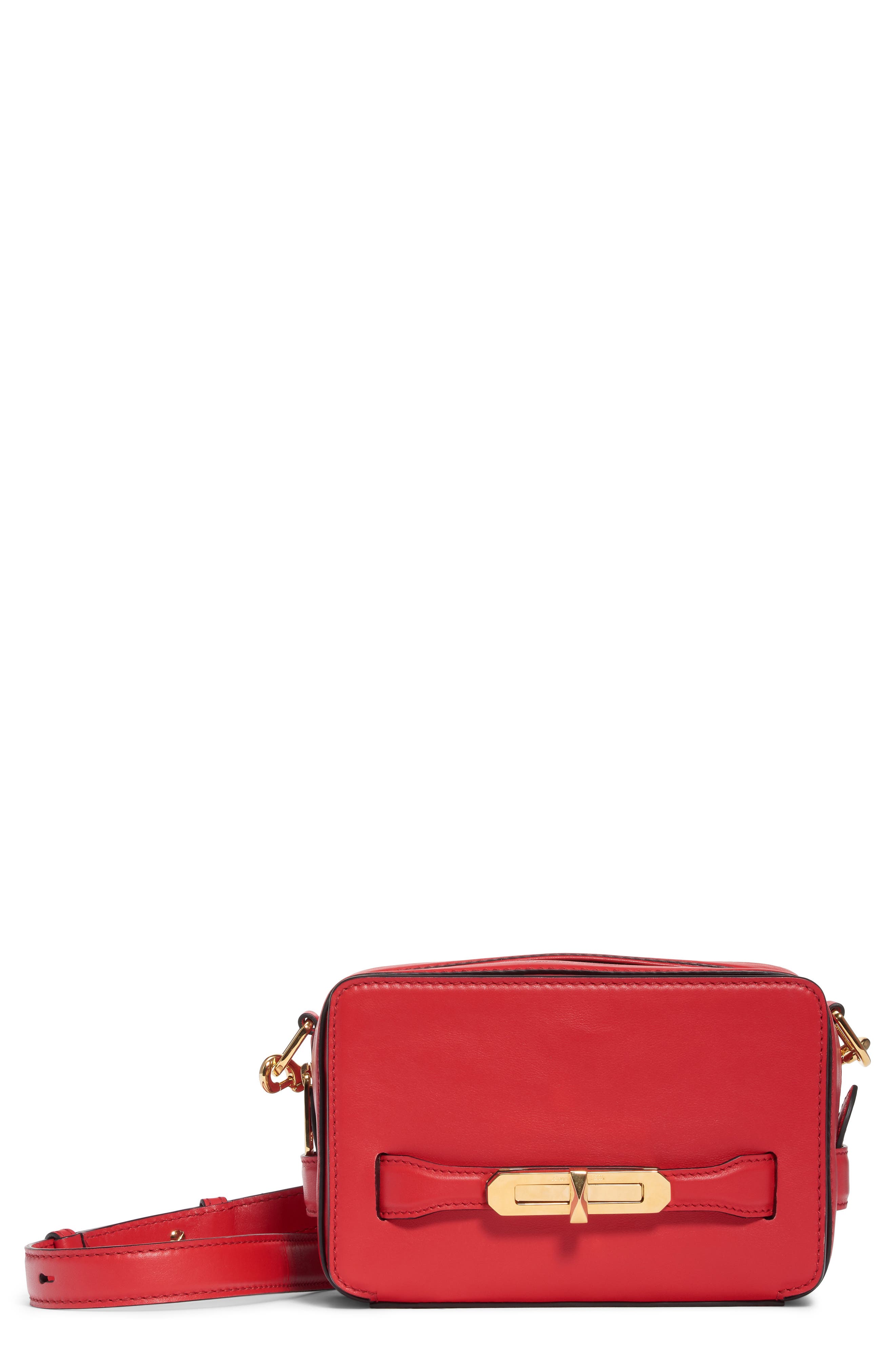 Alexander McQueen The Myth Small Leather Camera Bag, Main, color, DEEP RED