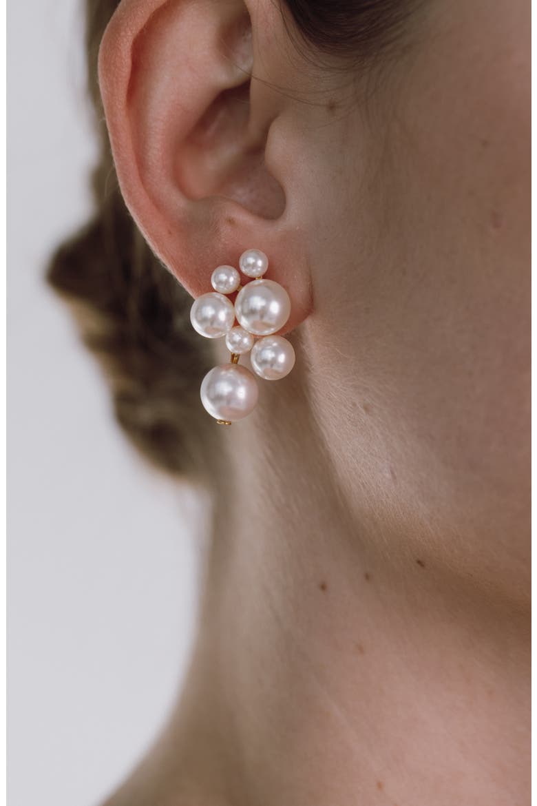 Perlita Faux Pearl Drop Earrings, Alternate, color, PEARL