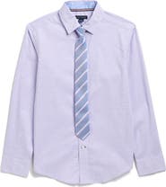 Tommy Hilfiger Kids' Mini Gingham Stretch Dress Shirt with Tie