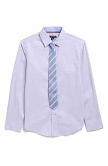 Tommy Hilfiger Kids' Mini Gingham Stretch Dress Shirt with Tie