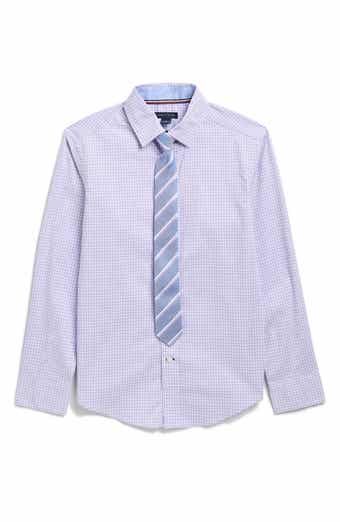 Tommy Hilfiger Kids' Mini Gingham Stretch Dress Shirt with Tie