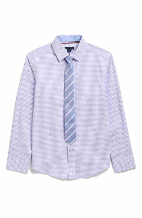 Tommy Hilfiger Kids' Mini Gingham Stretch Dress Shirt with Tie
