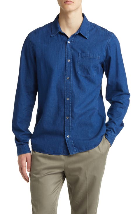 Cotton & Linen Chambray Button-Up Shirt