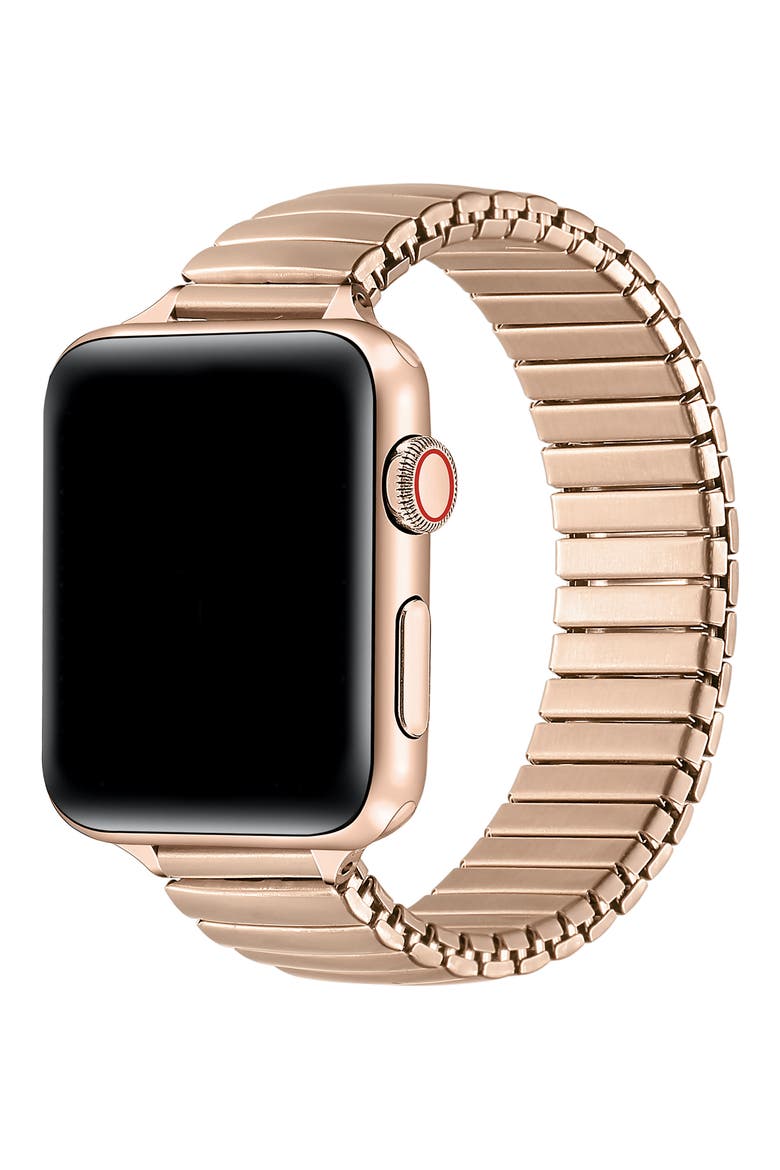 Slink Skinny Elastic Stainless Steel Apple Watch® Watchband, Alternate, color, ROSE GOLD