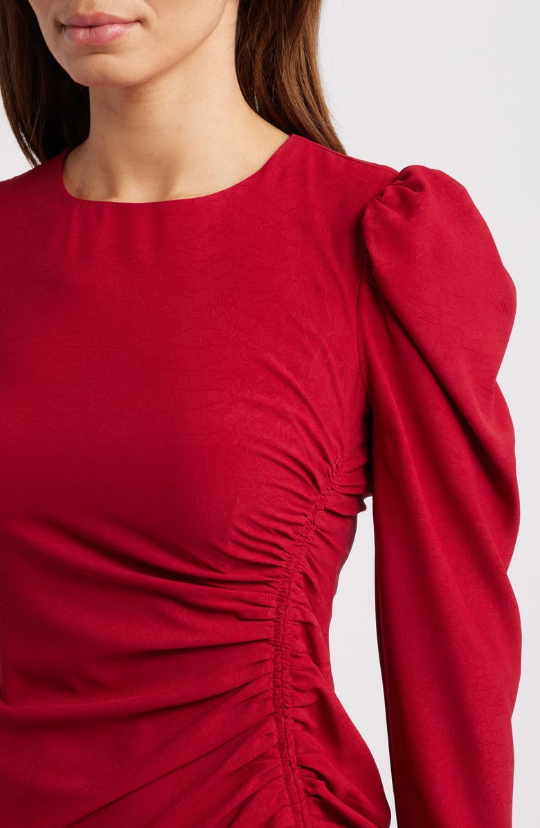 Julia Jordan Side Ruched Long Sleeve Midi Dress, Alternate, color, Red