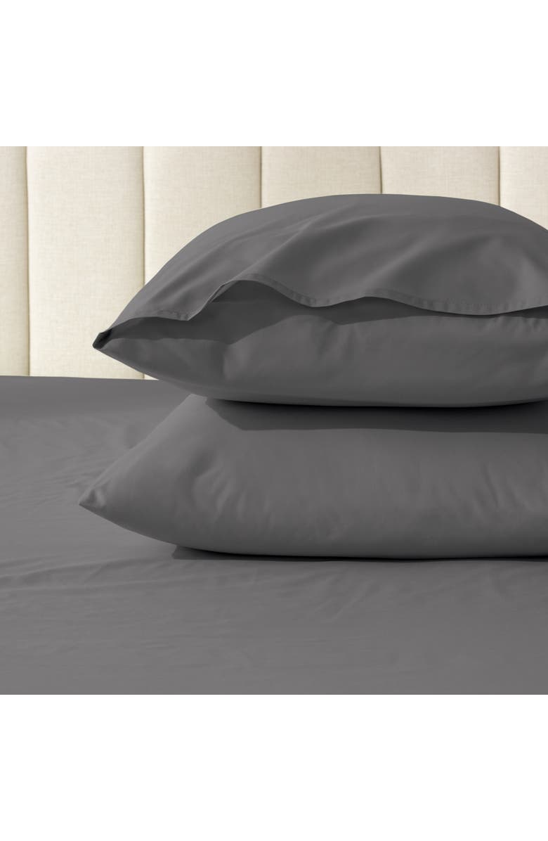Bare Home 100% Organic Cotton Percale Cooling Pillowcase Set, Alternate, color, Grey