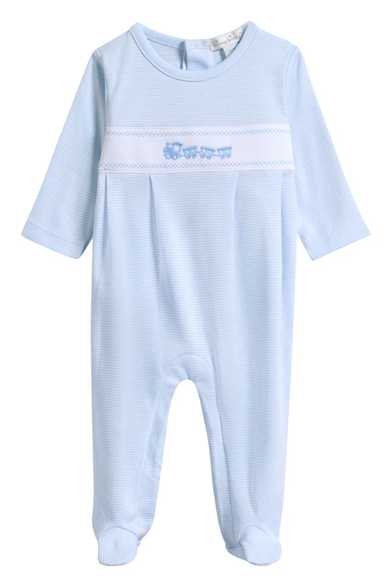 Kids' Striped Smocked Pima Cotton Footie, Main, color, LIGHT BLUE