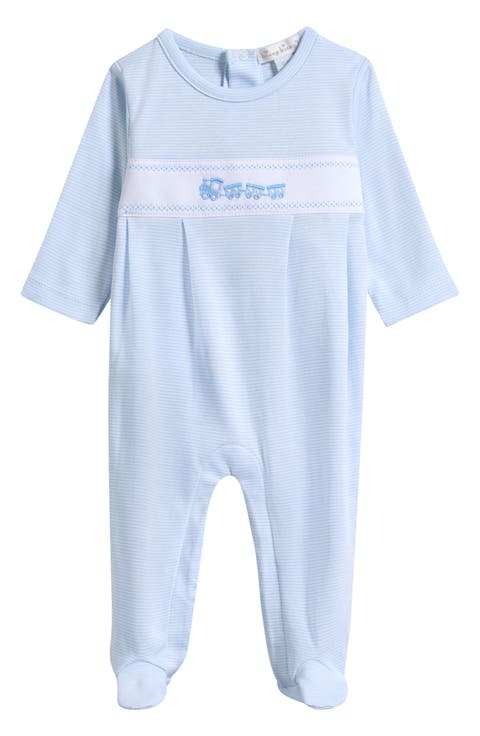 Kids' Striped Smocked Pima Cotton Footie