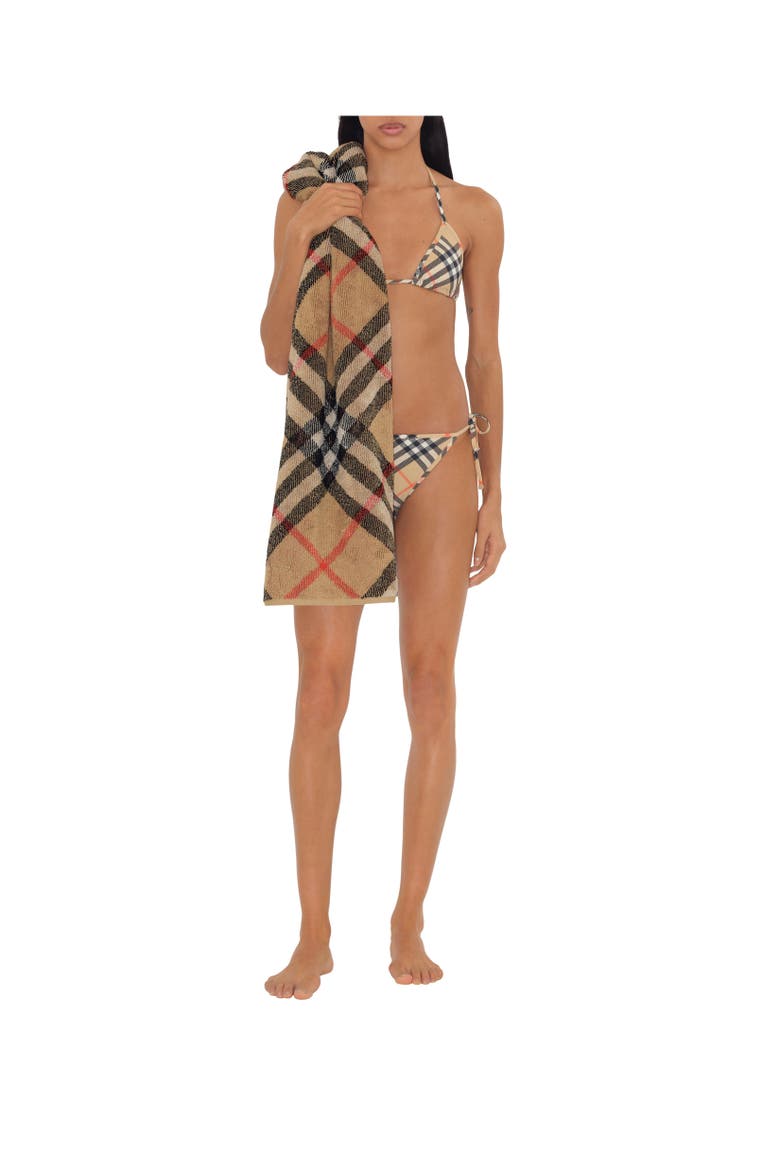 Check Cotton Towel, Alternate, color, Sand beige