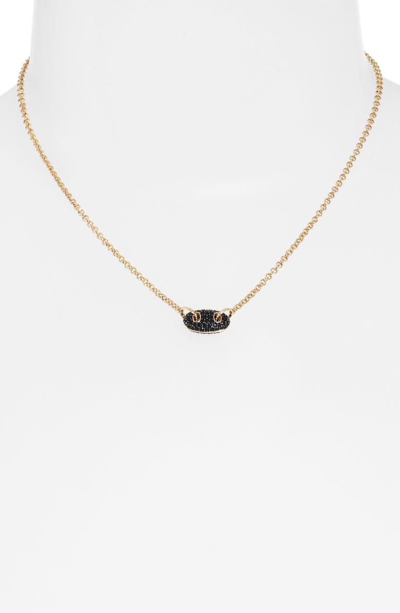 Kendra Scott Bailey Pavé Link Pendant Necklace, Alternate, color, Gold Black Crystal