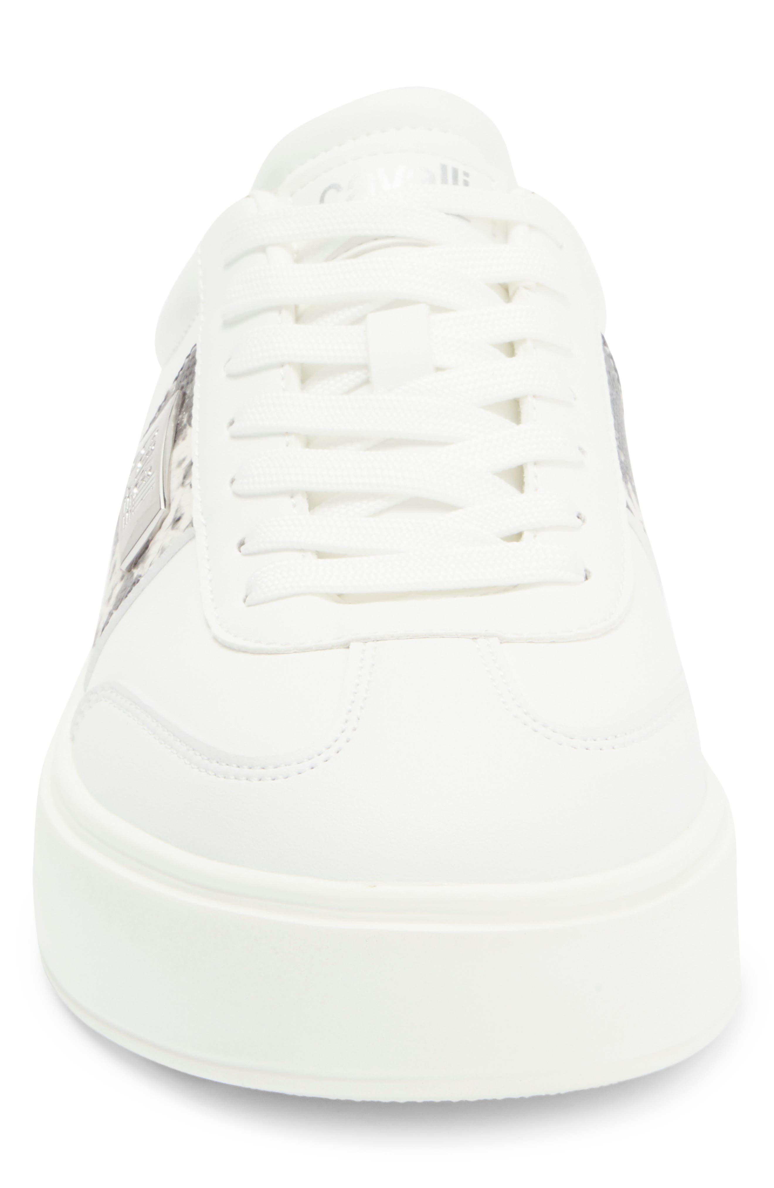 Roberto Cavalli Snake Embossed Low Top Sneaker, Alternate, color, White/ Roccia