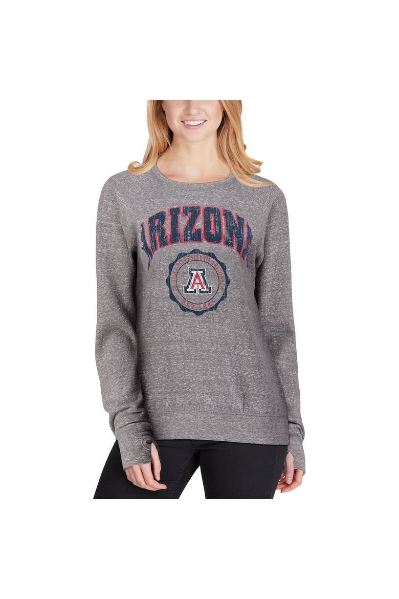Women's Pressbox Heathered Gray Arizona Wildcats Edith Vintage Knobi Pullover Sweatshirt, Alternate, color, Heather Gray