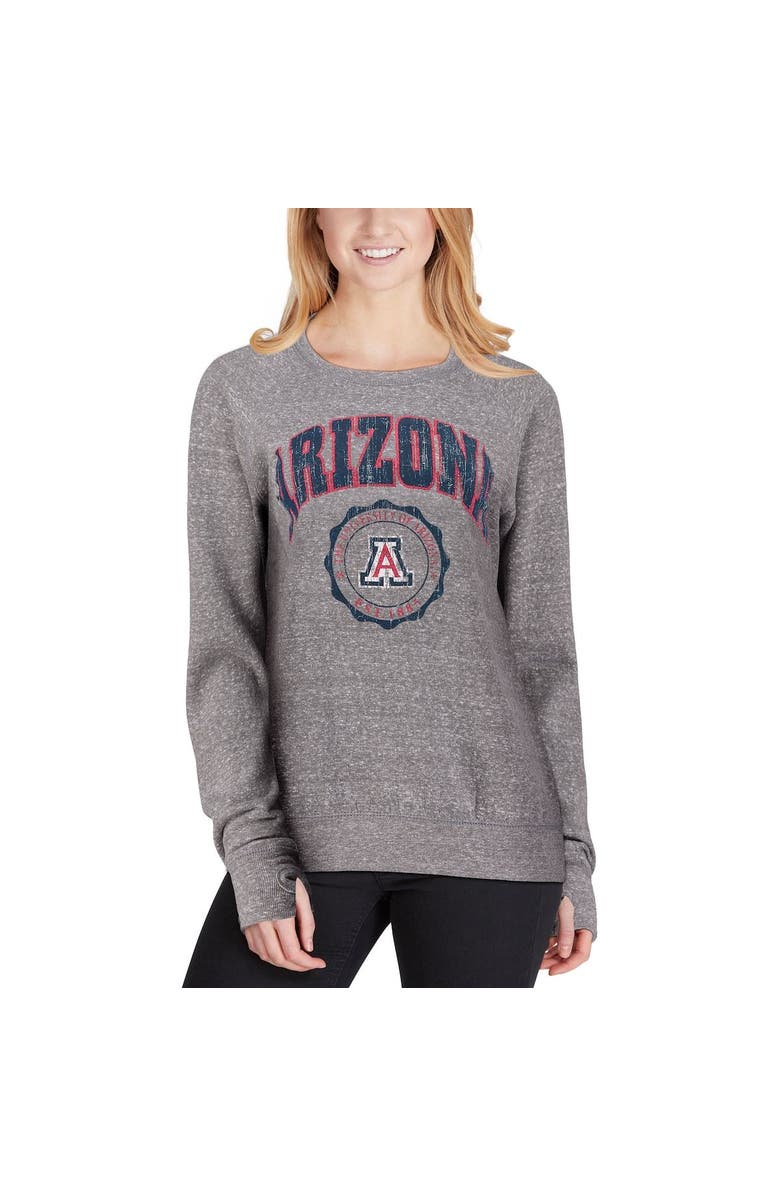 PRESSBOX Women's Pressbox Heathered Gray Arizona Wildcats Edith Vintage Knobi Pullover Sweatshirt, Alternate, color,