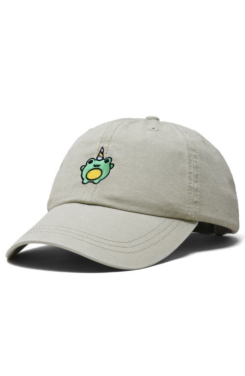 Dalix Froggy Unicorn Embroidered Cap In Washed Stone White