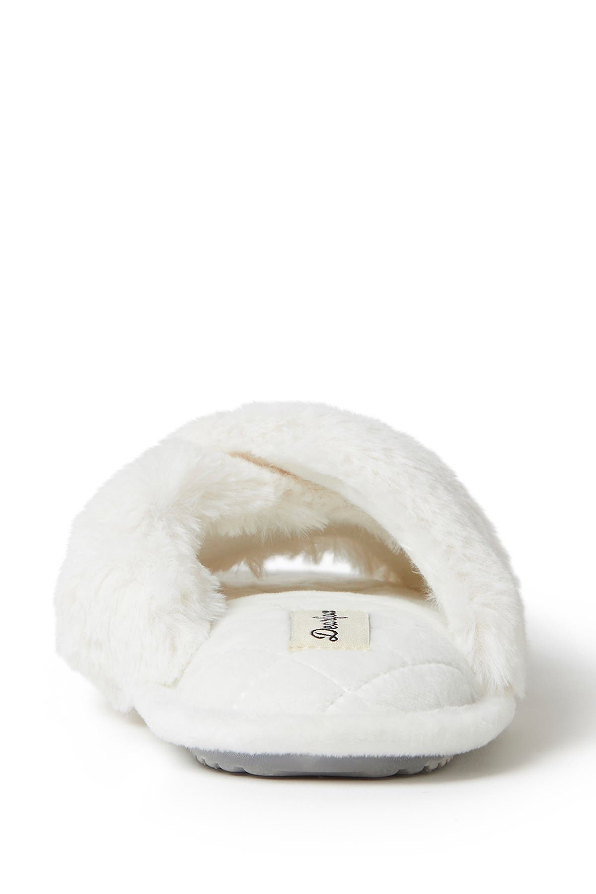 Jessica Faux Fur Crossband Slipper, Alternate, color, ALABASTER
