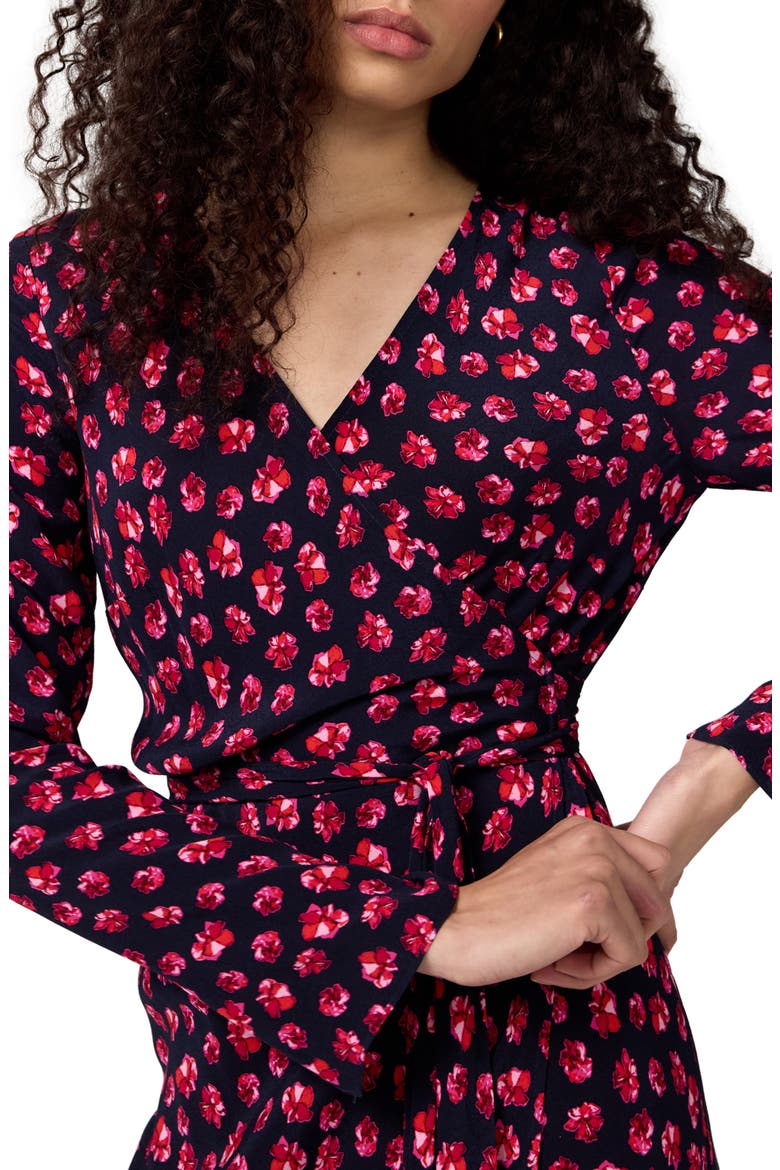 Tilly Long Sleeve Floral Print Wrap Dress, Alternate, color, HIBISCUS DOT MARITIME