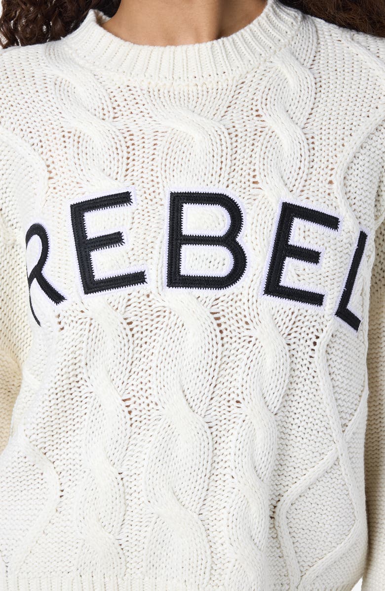 Noisy may Rebecca Cable Stitch Sweater, Alternate, color, Birch Detail Rebel