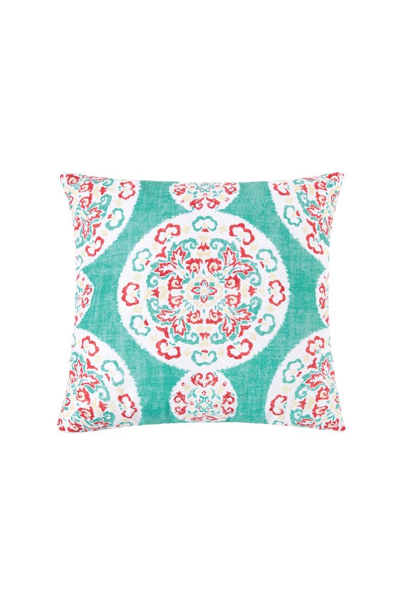 Medallion Printed Throw Pillow, 18" x 18", Main, color, Green