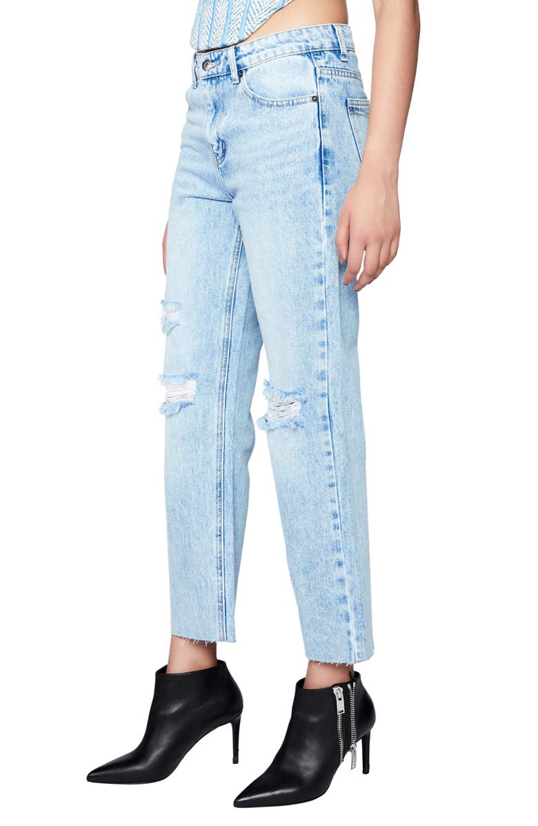 Bardot Esther Ripped Raw Hem Crop Straight Leg Jeans, Alternate, color, Indigo
