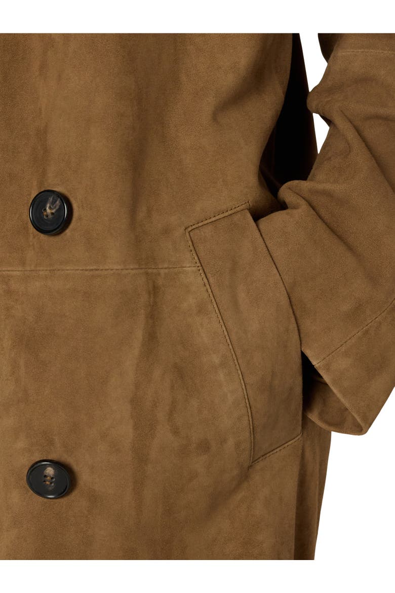 Manon Suede Double Breasted Jacket, Alternate, color, Camel