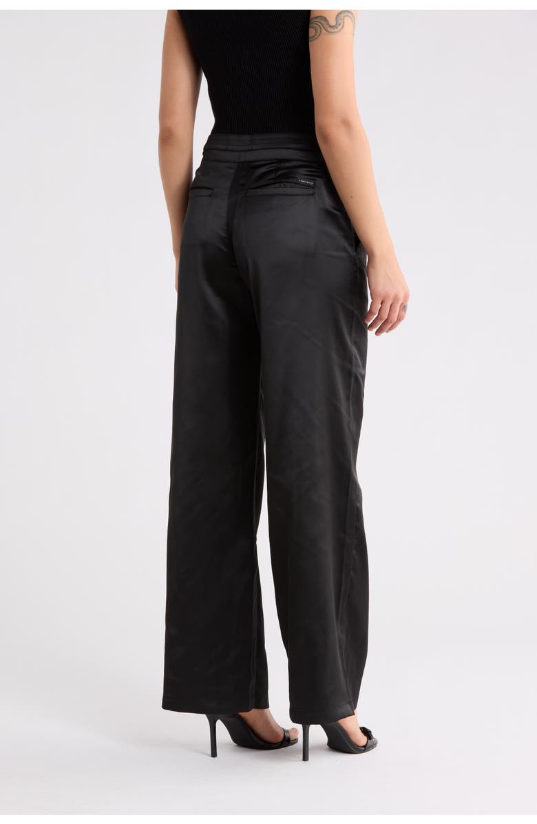 Sanctuary Drawstring Satin Pants, Alternate, color, Black