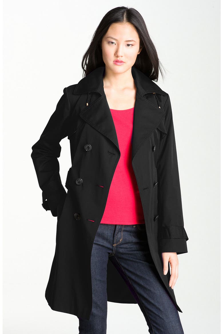 Double Breasted Trench with Detachable Hood (Nordstrom Exclusive), Alternate, color, BLACK