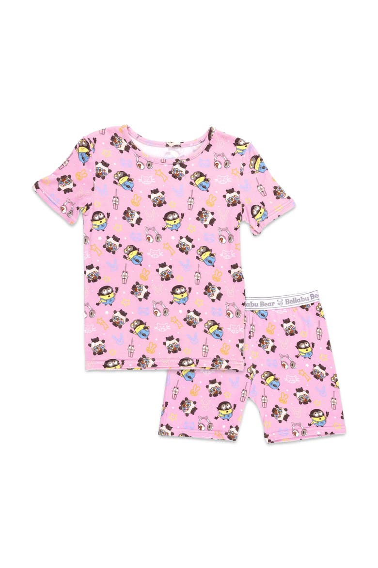 Minions Popping Kids 2-Piece Short Sleeve & Shorts Pajama Set, Main, color, Minions Popping