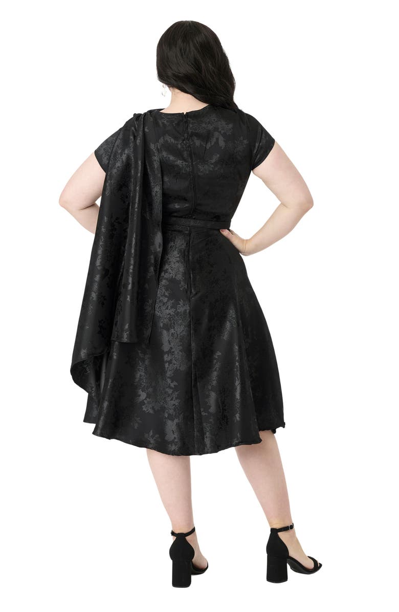 Unique Vintage Plus Size 1940s Sash Swing Dress, Alternate, color, Black