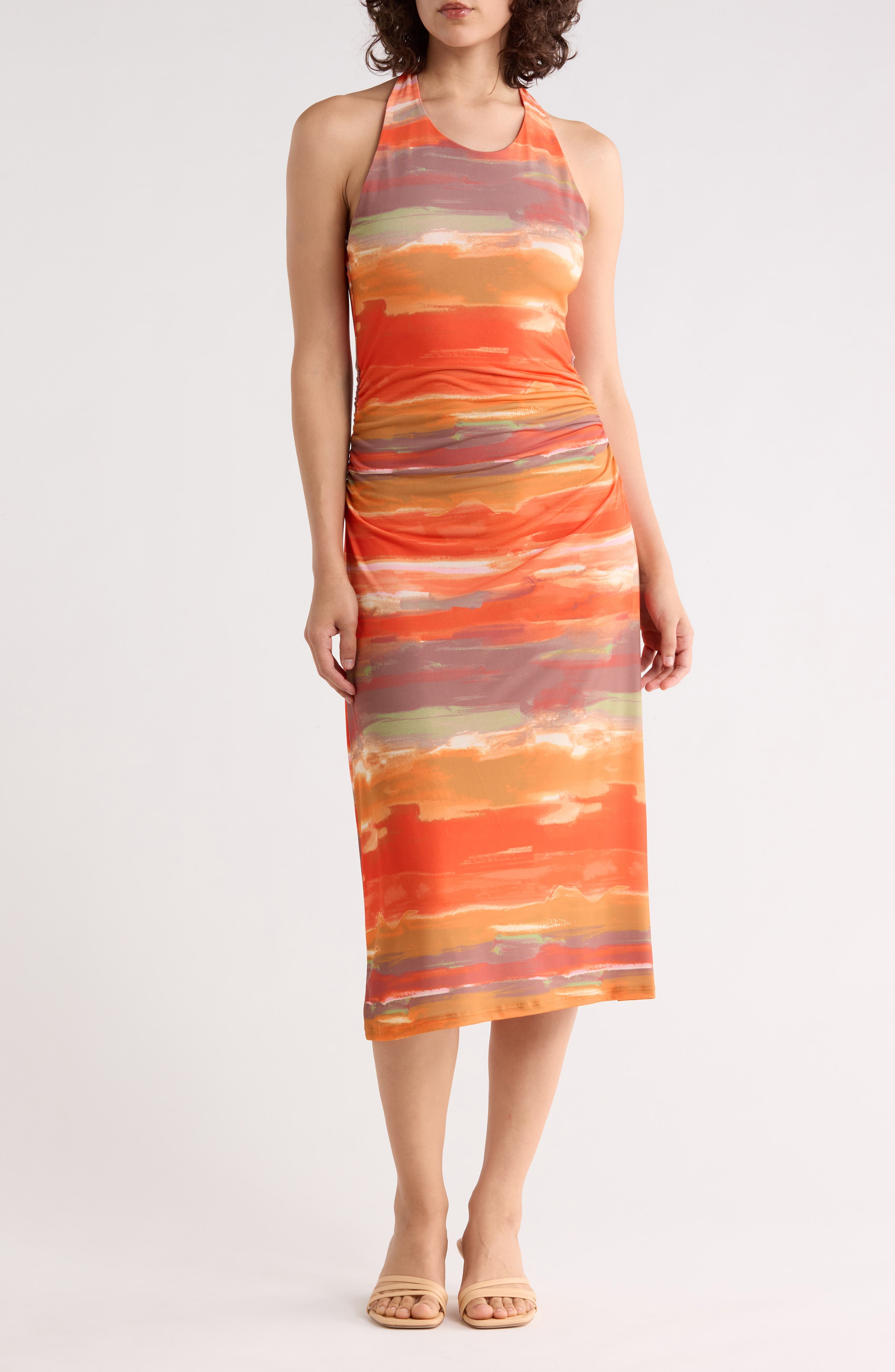 WEST K Ruched Halter Midi Dress