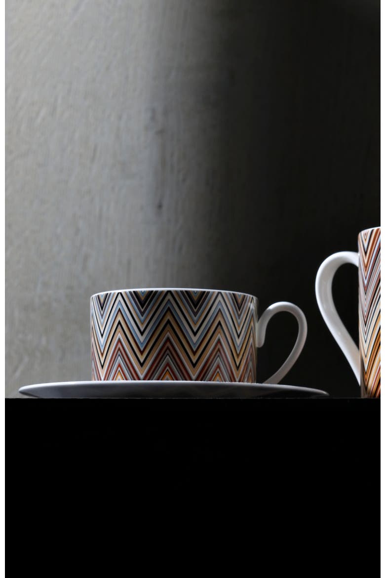 Tea Cup & Saucer ZIG ZAG Set of 2 in Luxury Box Jarris 148 diam. 3.3", H 2.3", cap. 7.5 oz, Saucer diam. 6", Alternate, color, Multicolor