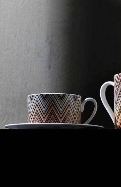 Missoni Home Tableware Tea Cup & Saucer Zig Zag Set Of 2 In Multi