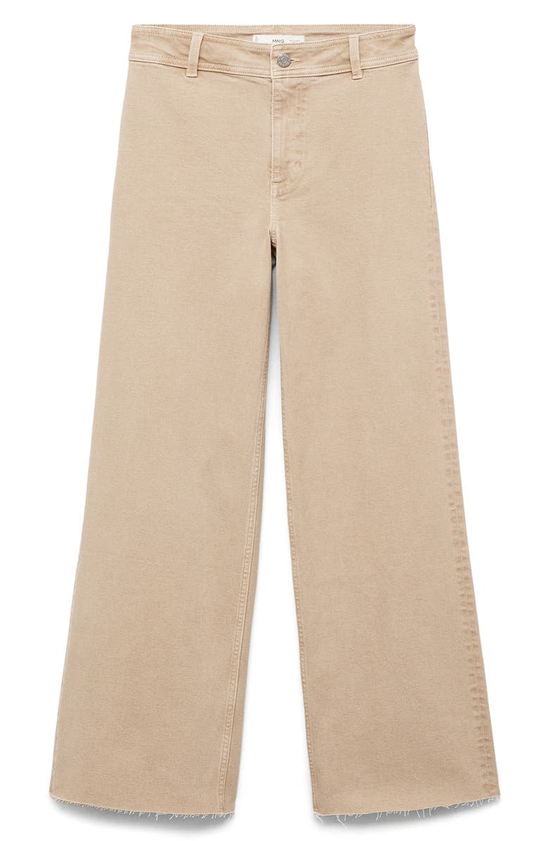 MANGO Catherin Raw Hem High Waist Culotte Jeans, Alternate, color, Sand