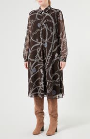 Marina Rinaldi Chain Print Long Sleeve Dress