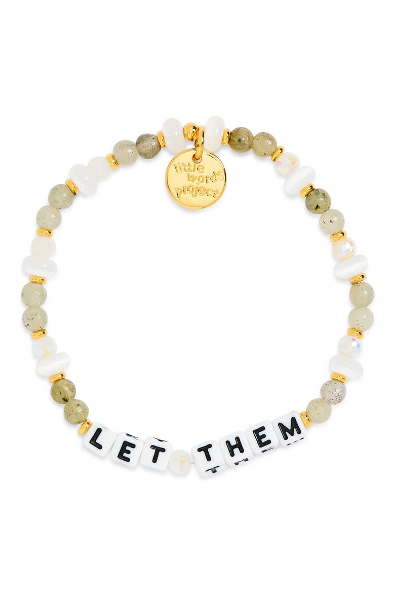 Let Them Moonlit Pebble Stretch Bracelet, Main, color, WHITE